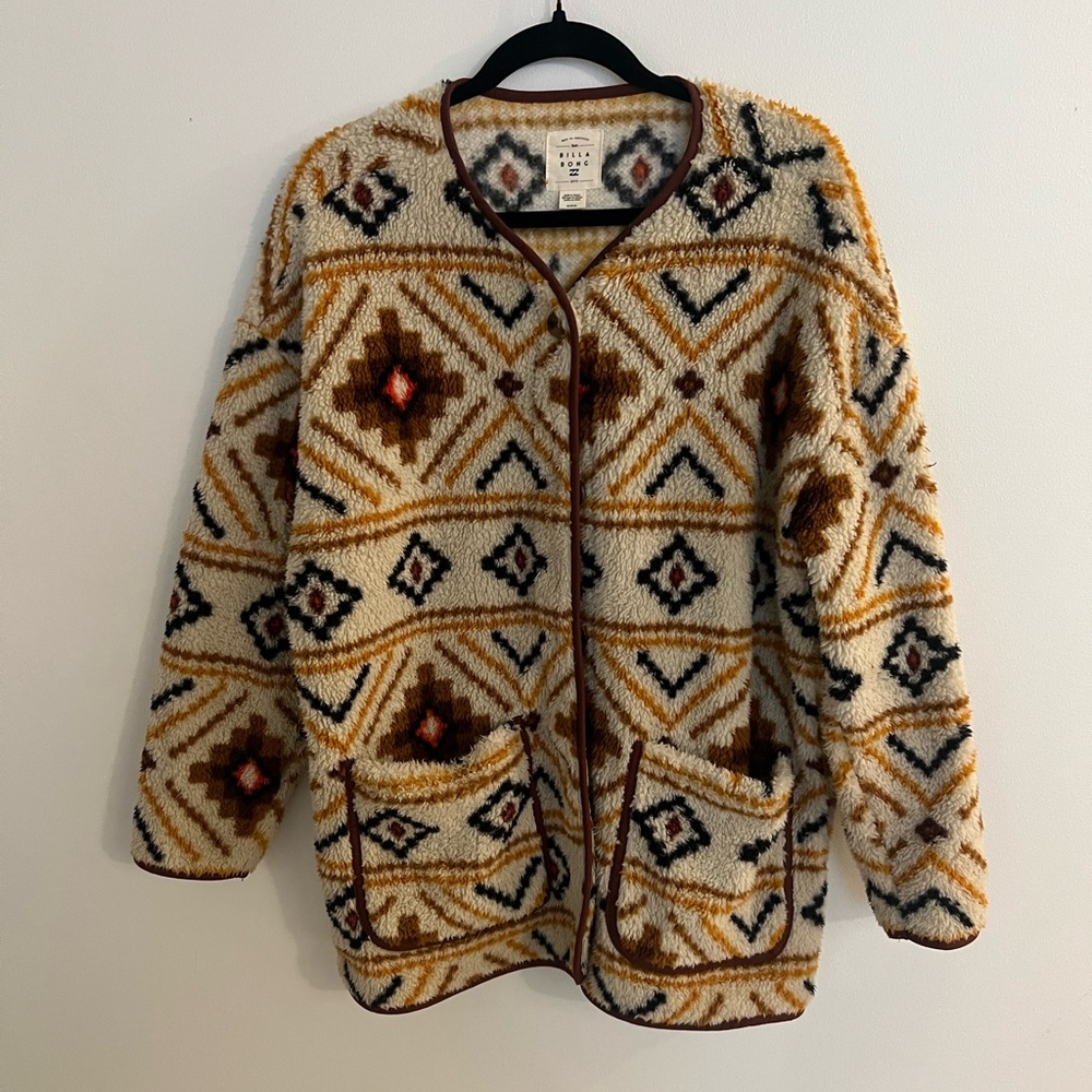 Geometric Patterned Fleece Jacket